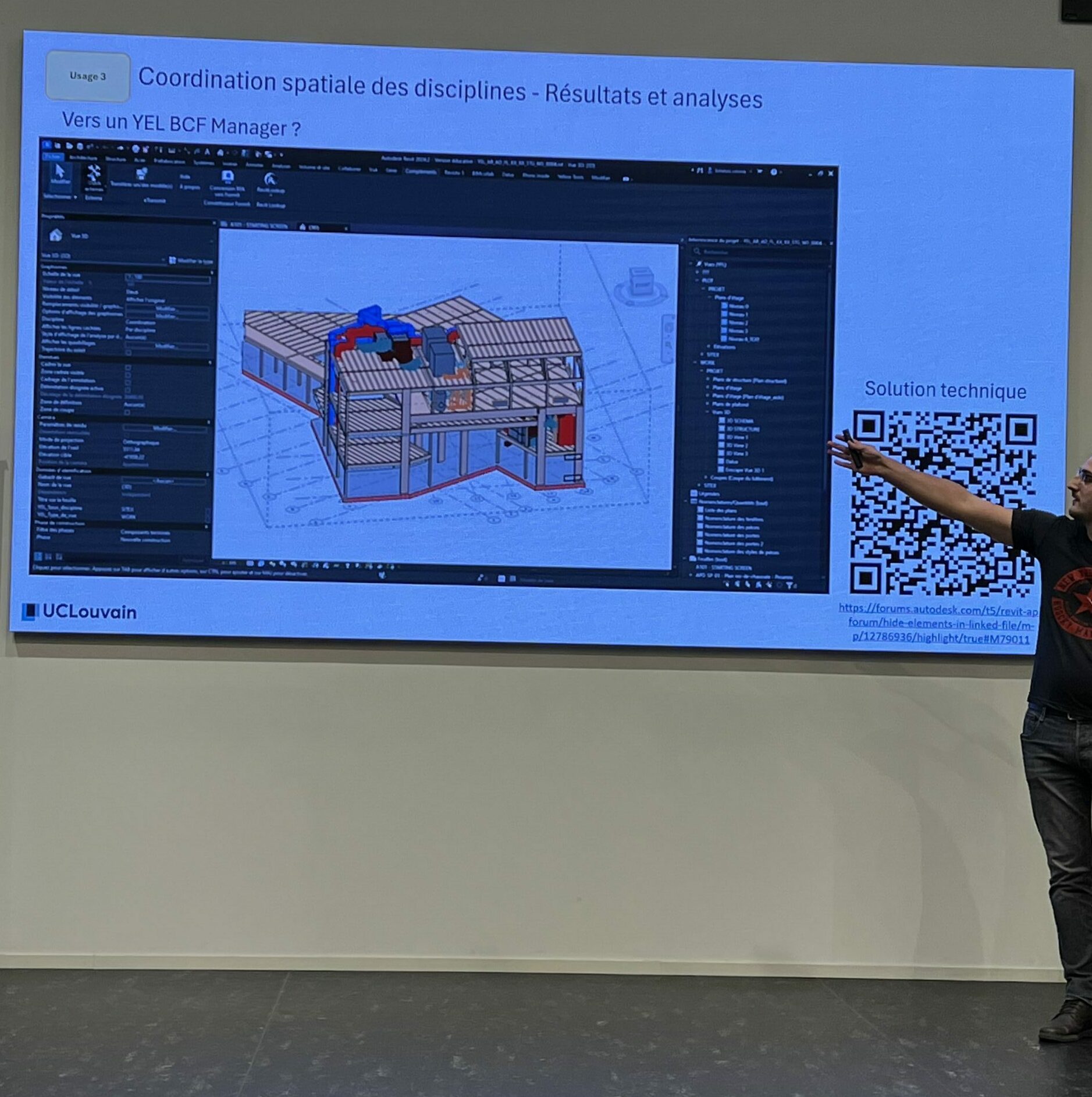 personne qui présente les résultats et analyses BIM